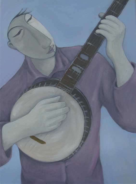 original oil painting of banjo player